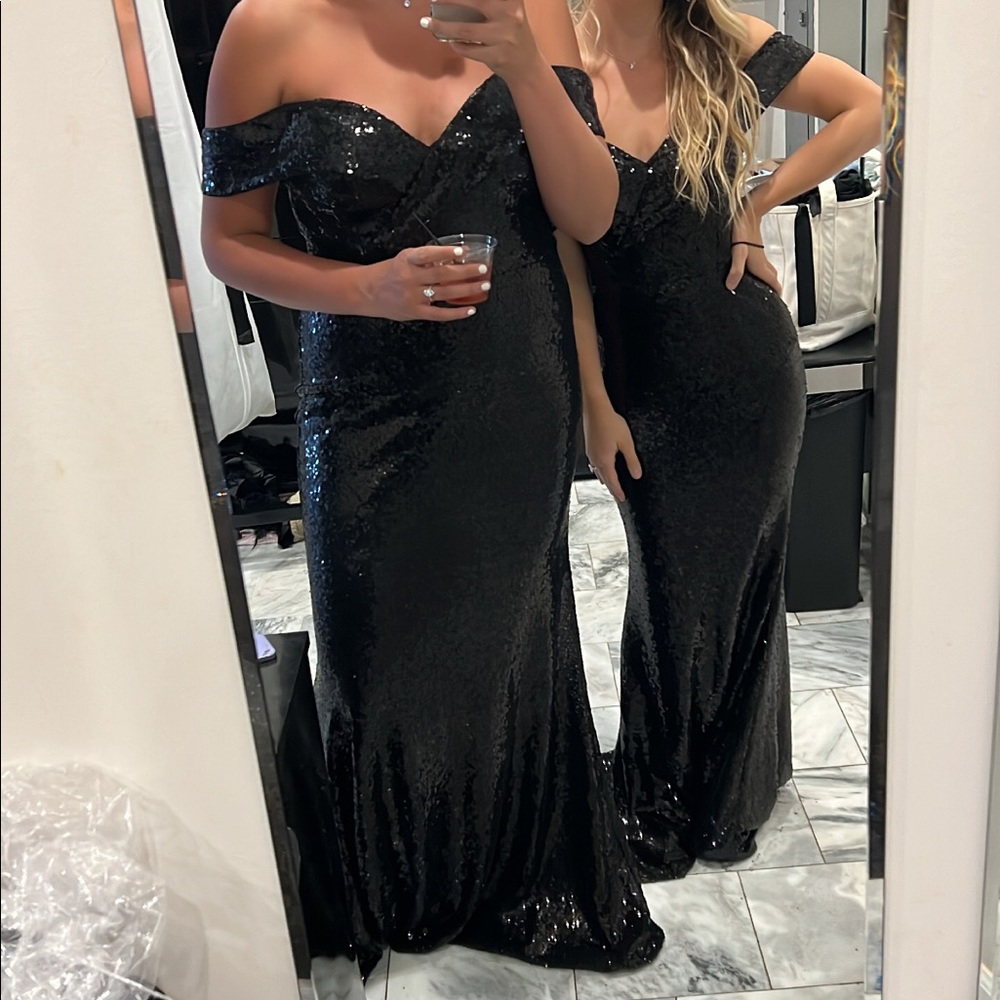 Black Sequin Off the Shoulder Dress